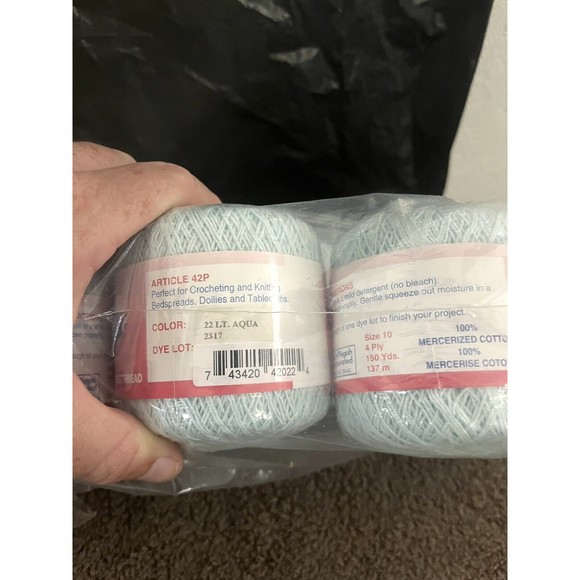 6 Americas Best Country Cotton Sz 10 Crochet Thread Lt. Aqua - New - Picture 2 of 2